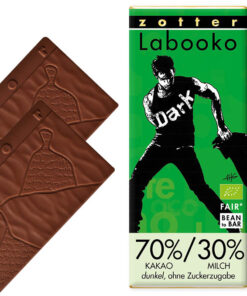 Zotter Labooko 70% cacao 30% melk zonder toegevoegde suiker